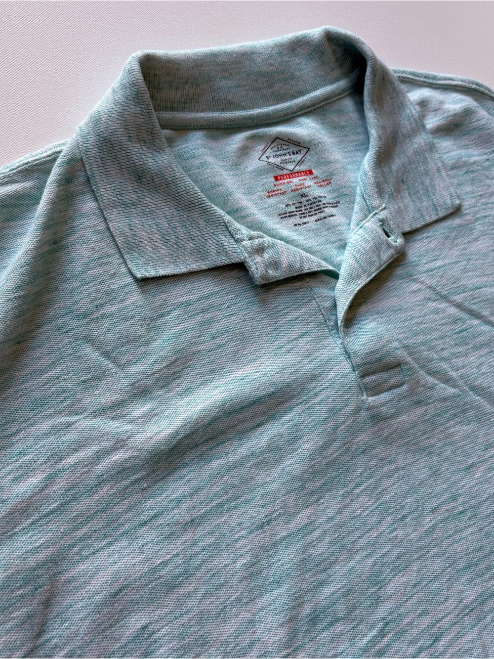 St. John’s Bay Performance Men’s XL Heathered Polo Shirt Blue